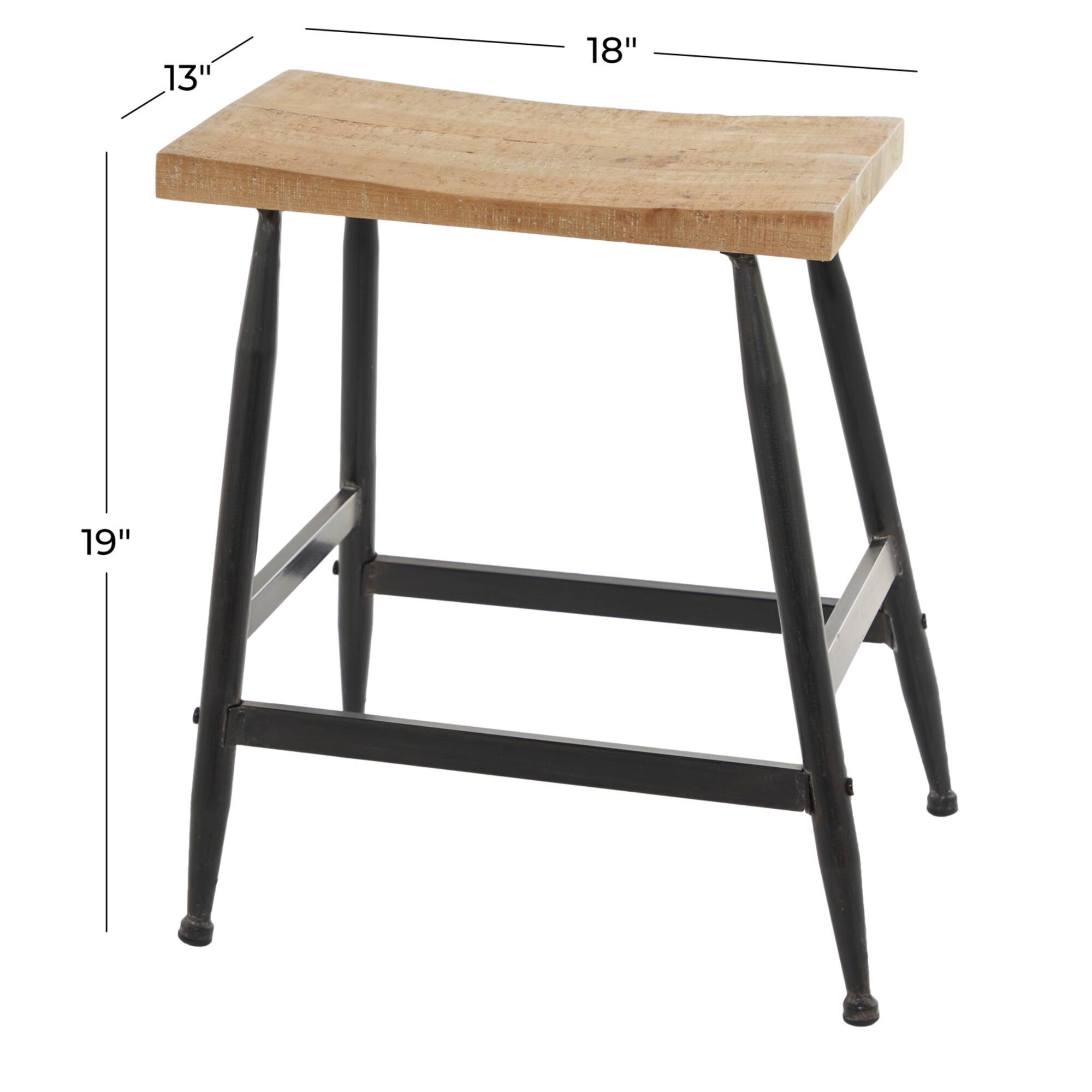 Black Metal Industrial Counter Stool 19" x 18" x 13"
